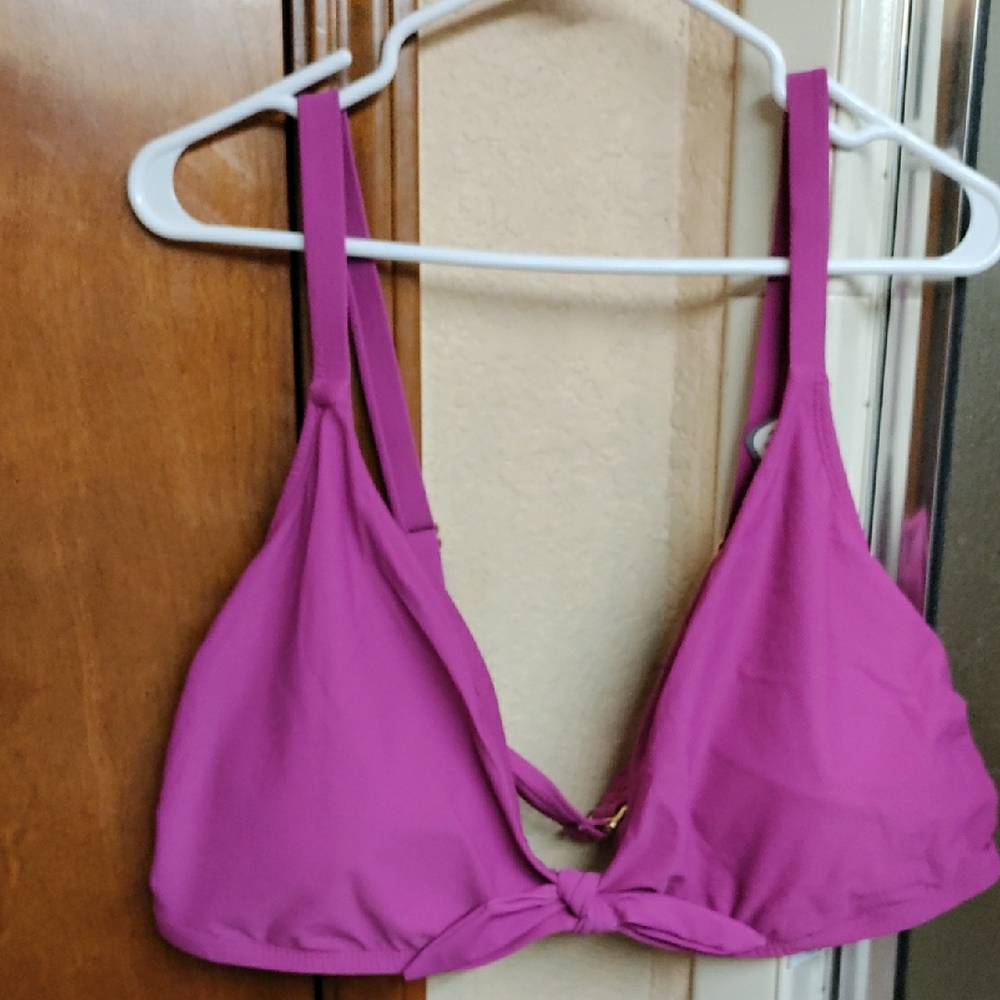 Time and Tru Magenta Triangle Bikini Top Swim